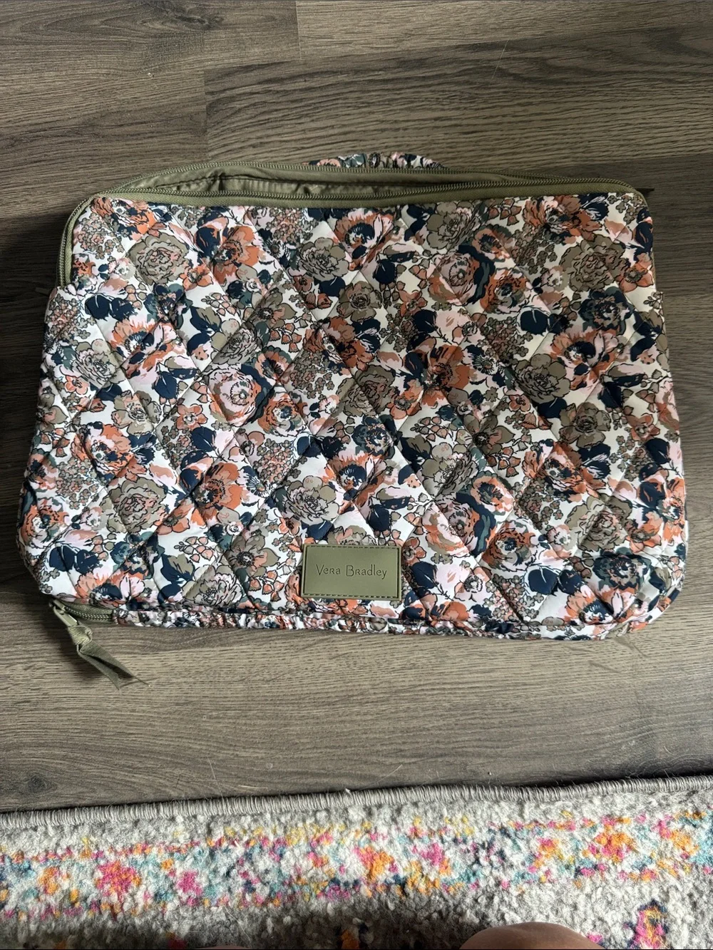 Vera Bradley Quilted Floral Tech Sleeve in Pink, Navy & Tan